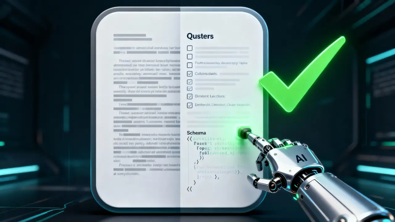 Illustrates the AI validation and processing of structured content for optimization.