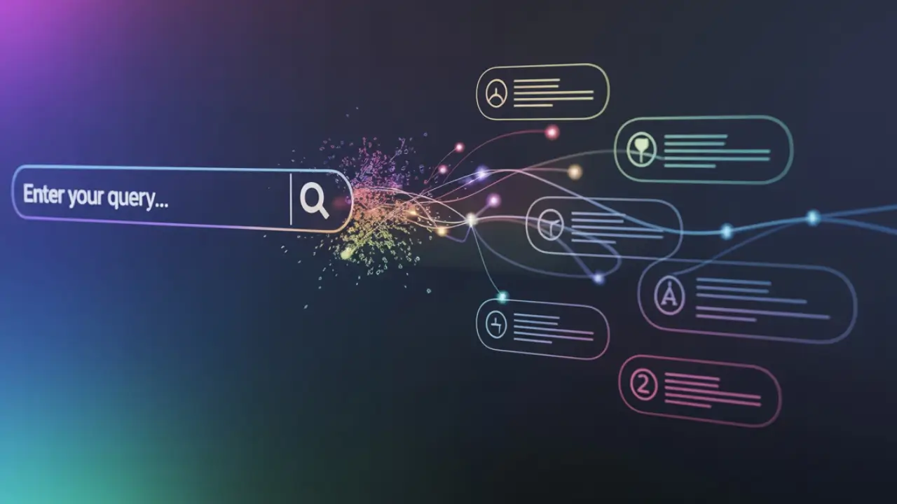 visual representation of the process of an AI-driven search query.
