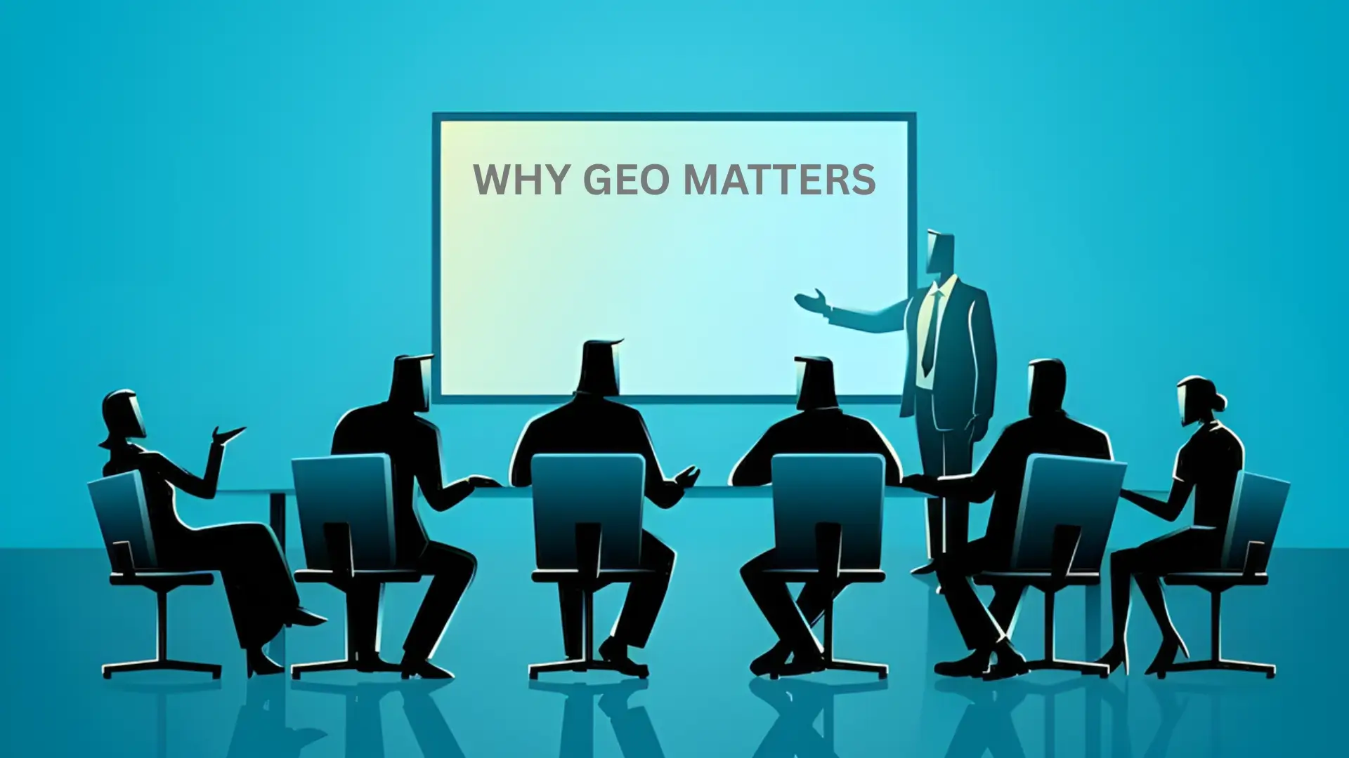 Business team learning why Generative Engine Optimization matters in 2025 presentation.