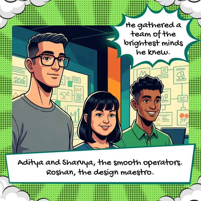 Comic-style illustration of Avinash Tripathi, founder of GetCito, smiling in front of a modern office building with the GetCito logo displayed. A text bubble reads, 'And so, 'GetCito' was born. A new company to teach AI the truth.'