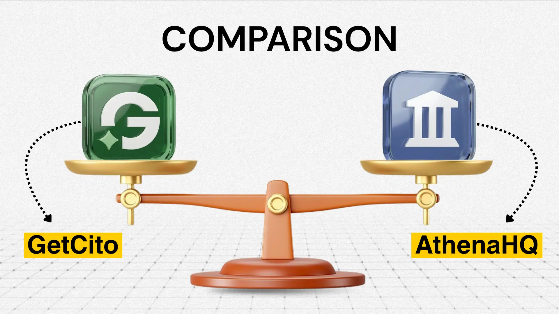 Balanced scale comparing GetCito and AthenaHQ logos under the heading ‘Comparison.’