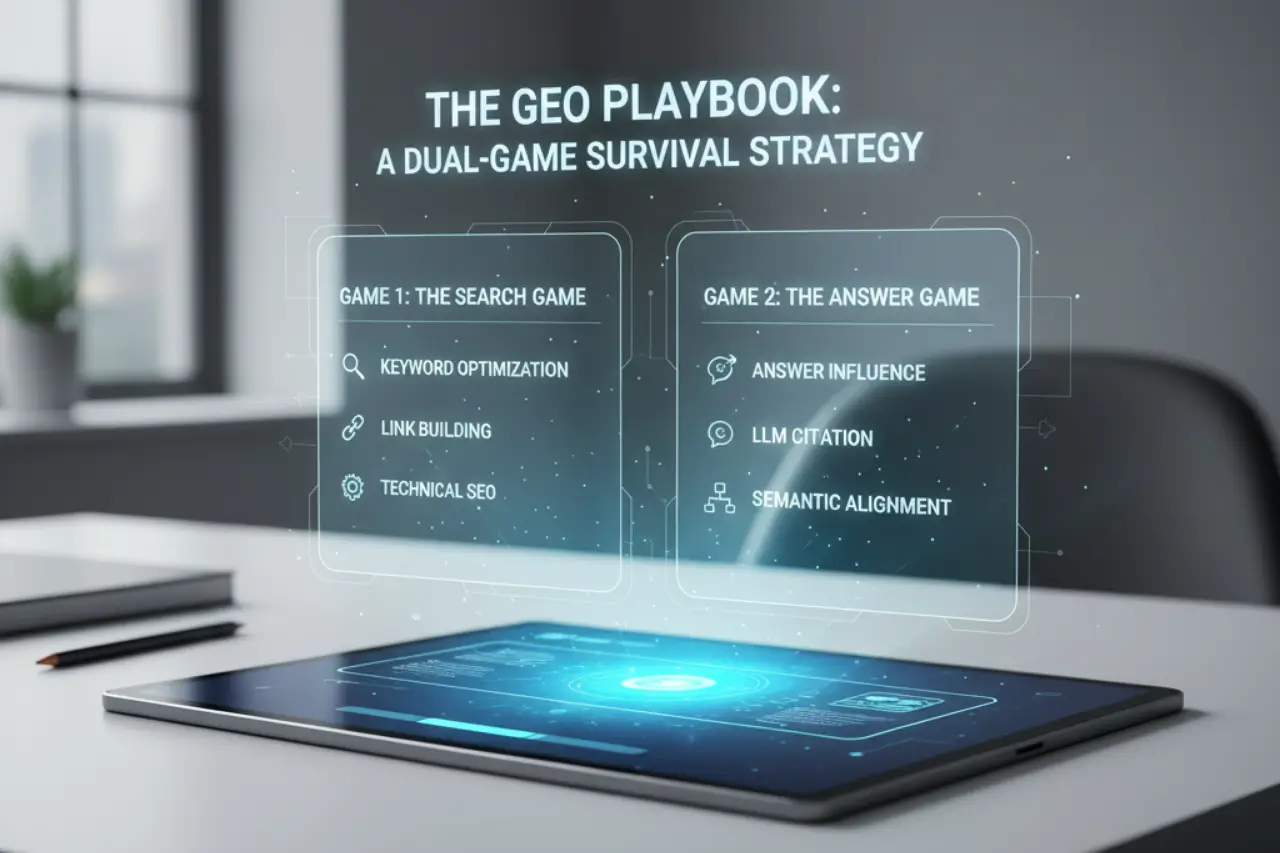 Google search being disrupted by AI models, illustrated with shattered glass over a ChatGPT interface.