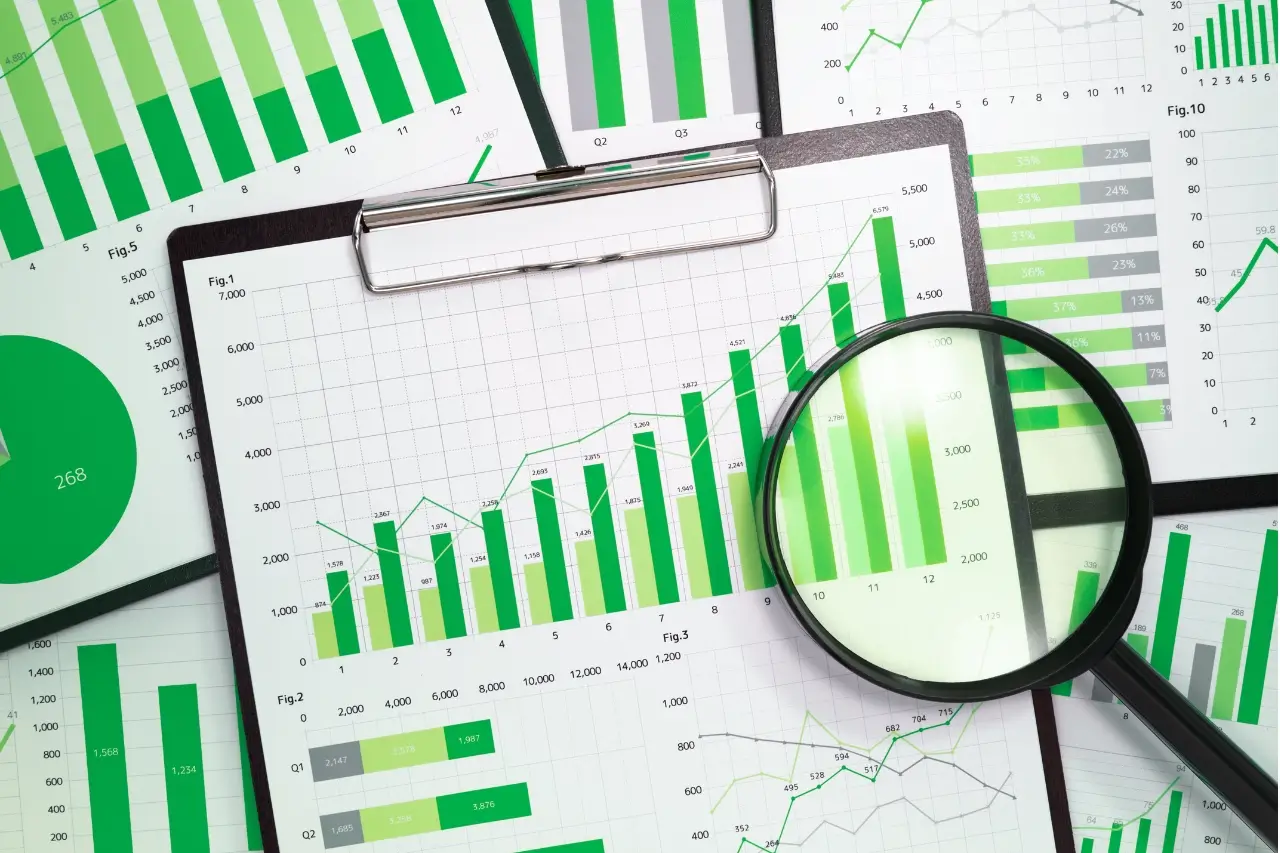 Charts and graphs representing growth