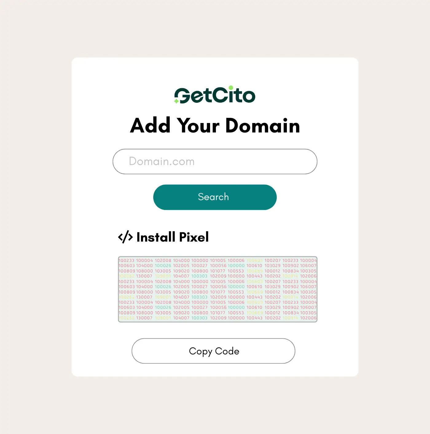 Add Your Domain & Install the Pixel code provided